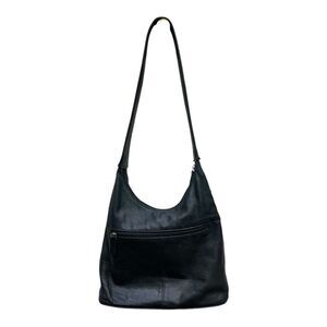 Tignanello Hobo Black Leather Shoulder Bag Pockets